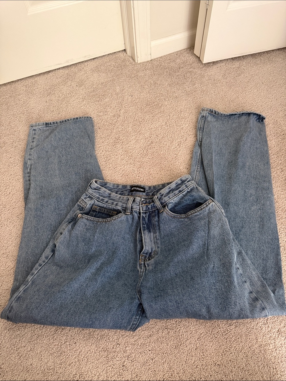 PrettyLittleThing Light Blue Distressed High-Rise Jeans